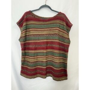 Lauren Ralph Lauren Linen Blend Striped Sleeveless Pullover Sweater Womens 2X